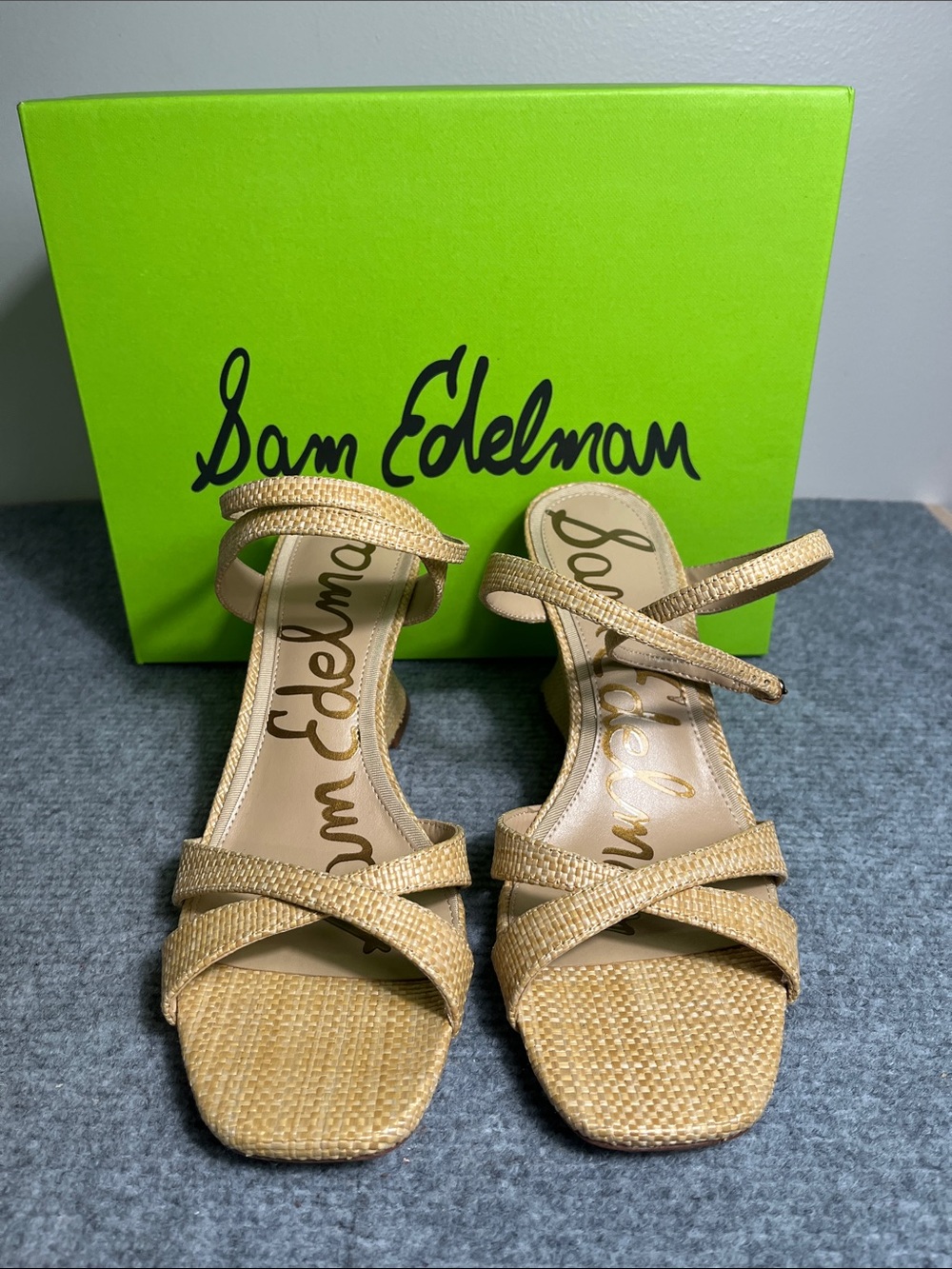 Sam Edelman Neutral Woven Strappy Heeled Sandals